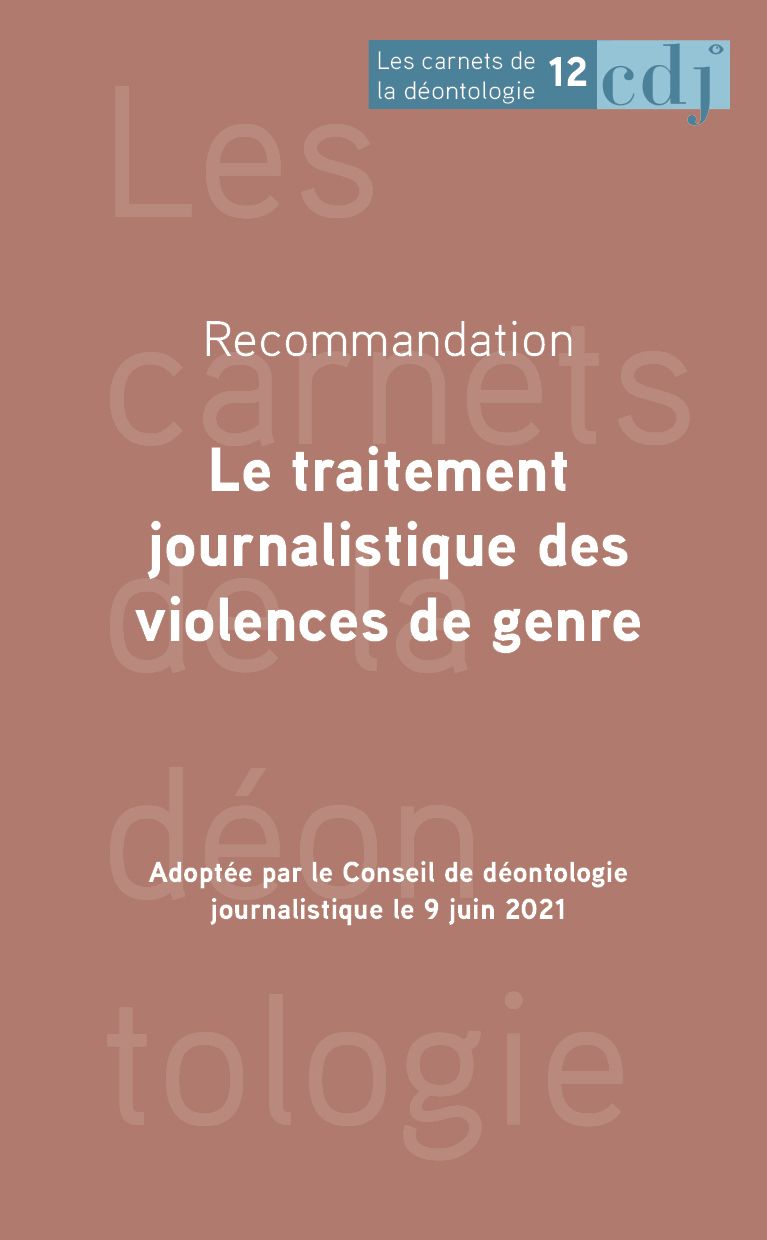 Couverture du Carnet de la déontologie : Le traitement journalistique des violences de genre